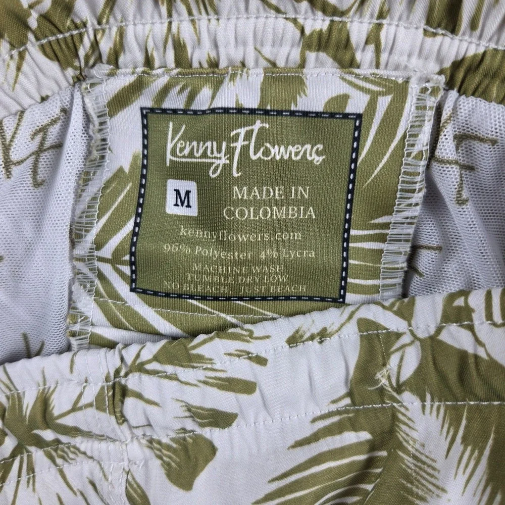 Kenny Flowers Bali Hai Palm Leaf Swim Trunks Shorts Mens Medium Tropical‎